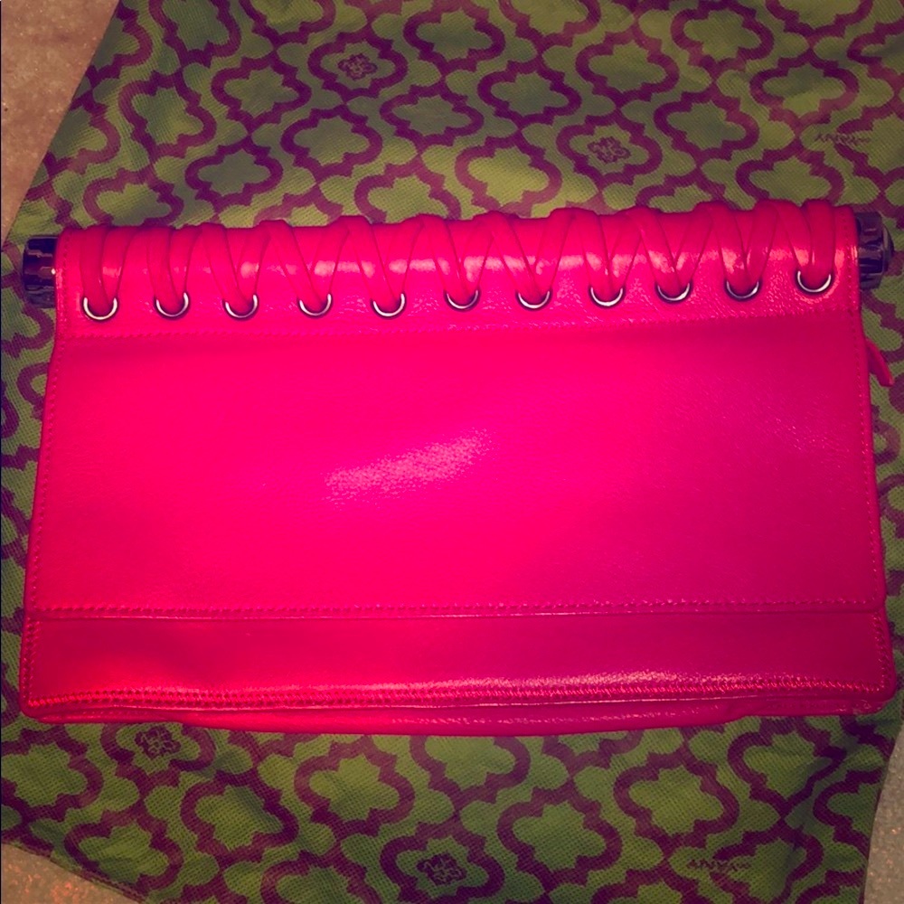 orYANY Hot Pink Clutch Bag with Stainless Handle